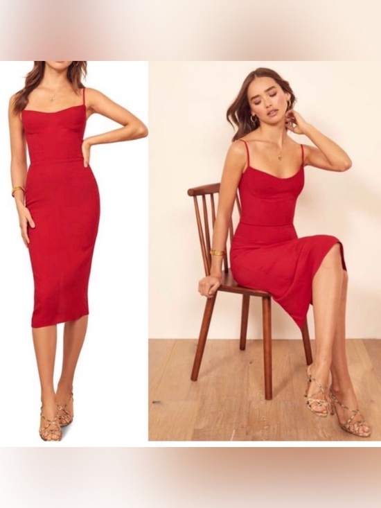 Reformation Dresses & Skirts - Reformation Isabel Sheath Dress in red cherry midi size 4